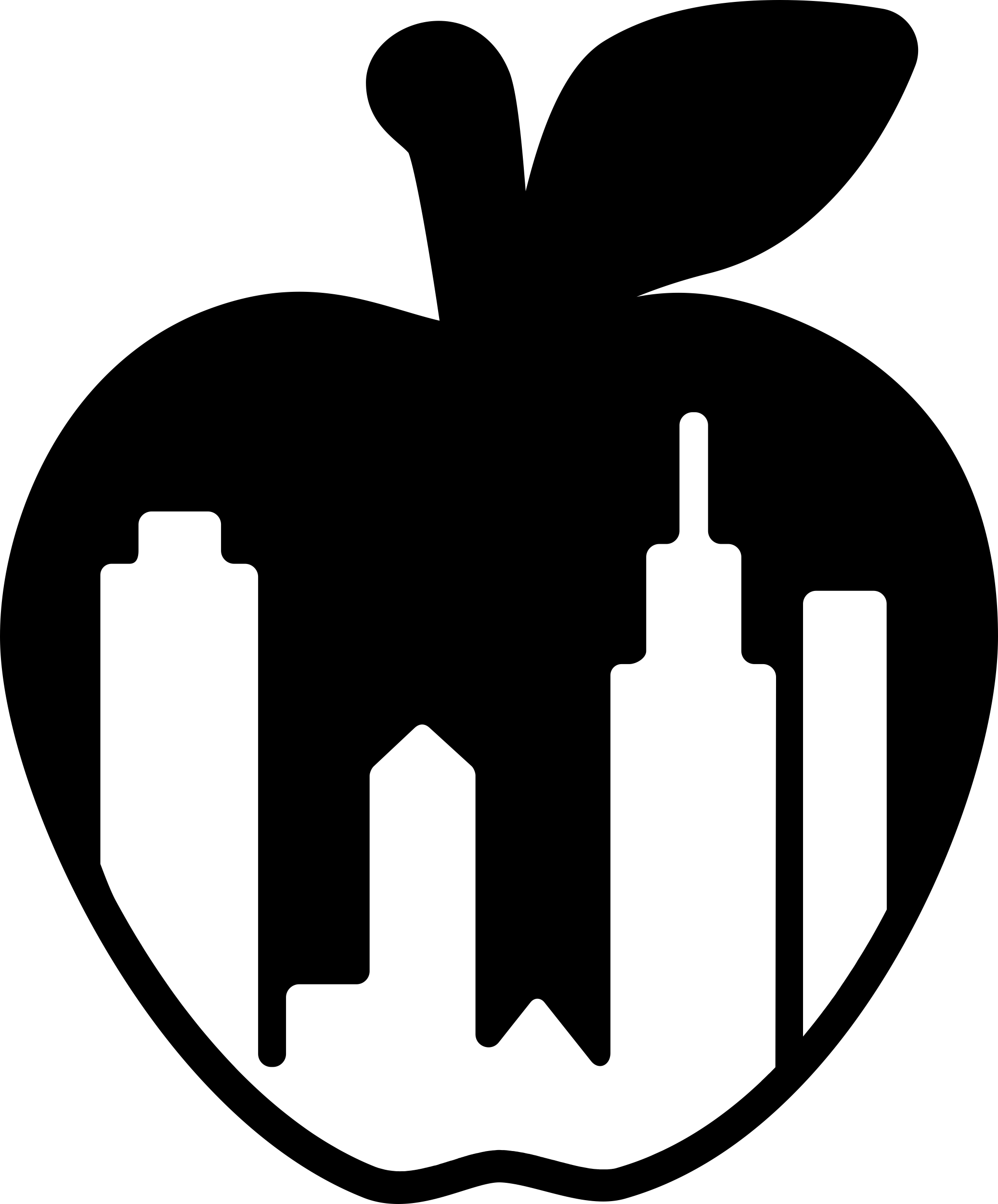 New York City Apple Symbol With Buildings Shapes Inside Stencil Svg Design File Free Vectors